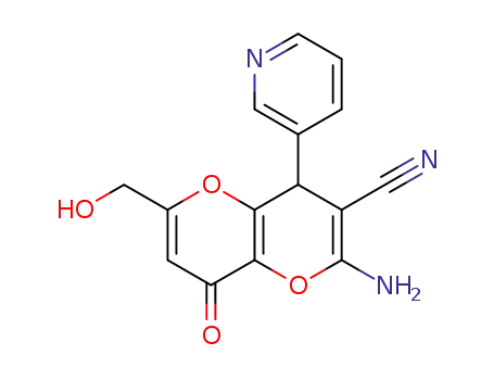 Molecular Structure of 625376-09-2 (2-amino-6-(hydroxymethyl)-8-oxo-4-(3-pyridinyl)-4,8-dihydropyrano[3,2-b]pyran-3-carbonitrile)