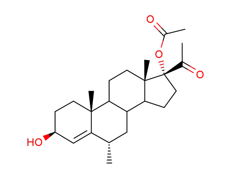Molecular Structure of 113846-17-6 (3andb-Hydroxy-17α-acetoxy-6α-methyl-4-pregnen-20-on)