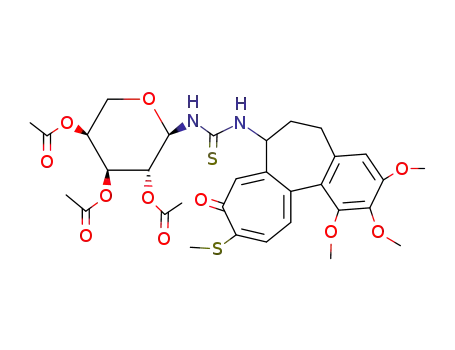 Molecular Structure of 57165-44-3 (2,3,4-tri-O-acetyl-N-{[1,2,3-trimethoxy-10-(methylsulfanyl)-9-oxo-5,6,7,9-tetrahydrobenzo[a]heptalen-7-yl]carbamothioyl}pentopyranosylamine)