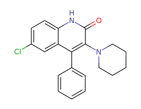 2(1H)-Quinolinone, 6-chloro-4-phenyl-3-(1-piperidinyl)-
