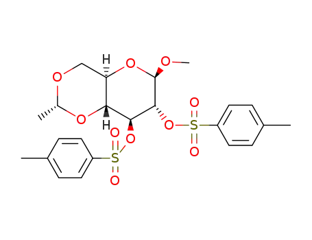 Molecular Structure of 6972-98-1 (methyl 4,6-O-ethylidene-2,3-bis-O-[(4-methylphenyl)sulfonyl]hexopyranoside)