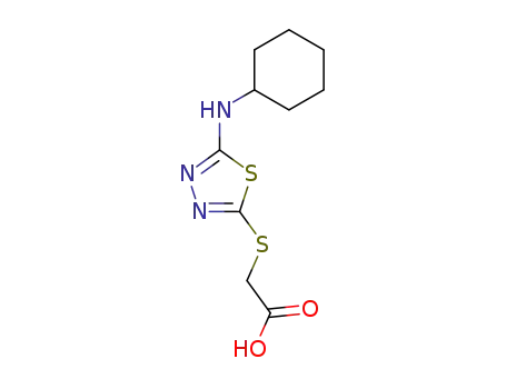 Molecular Structure of 68161-57-9 ({[5-(CYCLOHEXYLAMINO)-1,3,4-THIADIAZOL-2-YL]THIO}ACETIC ACID)