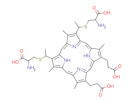 21H,23H-Porphine-2,18-dipropanoicacid, 7,12-bis[1-[(2-amino-2-carboxyethyl)thio]ethyl]-3,8,13,17-tetramethyl-