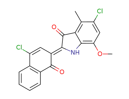 Molecular Structure of 6424-71-1 (5-chloro-2-(4-chloro-1-oxo-2-naphthylidene)-7-methoxy-4-methyl-indolin-3-one)