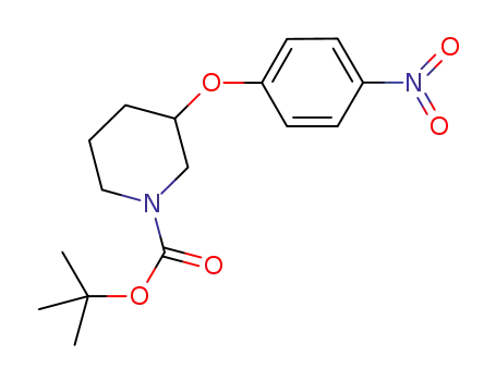 Molecular Structure of 690632-16-7 (TERT-BUTYL 3-(4-NITROPHENOXY)TETRAHYDRO-1(2H)-PYRIDINECARBOXYLATE)