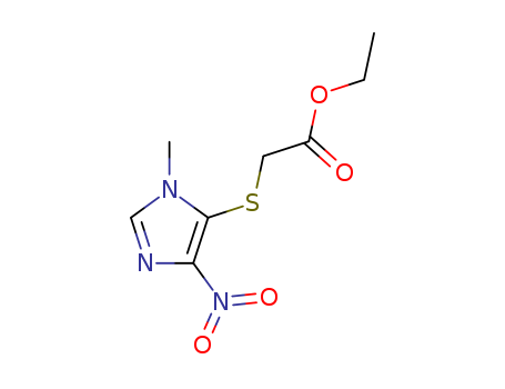 6954-33-2,ethyl [(1-methyl-4-nitro-1H-imidazol-5-yl)sulfanyl]acetate,Aceticacid, (1-methyl-4-nitroimidazol-5-ylthio)-, ethyl ester (6CI); Acetic acid,[(1-methyl-4-nitro-1H-imidazol-5-yl)thio]-, ethyl ester (9CI); NSC 631154