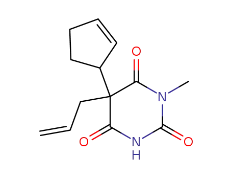 Molecular Structure of 64810-92-0 (5-Allyl-5-(2-cyclopenten-1-yl)-1-methyl-2,4,6(1H,3H,5H)-pyrimidinetrione)