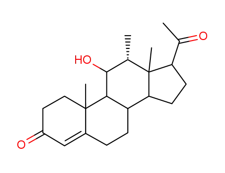 Molecular Structure of 6957-80-8 (11-hydroxy-12-methylpregn-4-ene-3,20-dione)