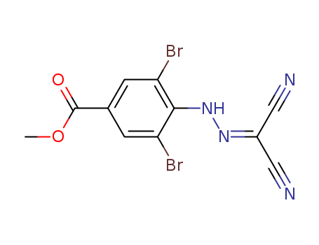 64692-00-8,methyl 3,5-dibromo-4-[2-(dicyanomethylidene)hydrazino]benzoate,Benzoicacid, 3,5-dibromo-4-[(dicyanomethylene)hydrazino]-, methyl ester (9CI)