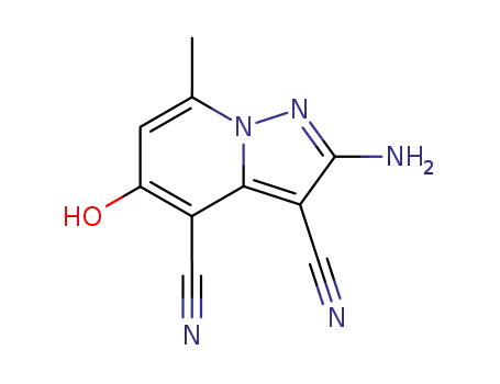 Molecular Structure of 6974-82-9 (2-amino-7-methyl-5-oxo-1,5-dihydropyrazolo[1,5-a]pyridine-3,4-dicarbonitrile)