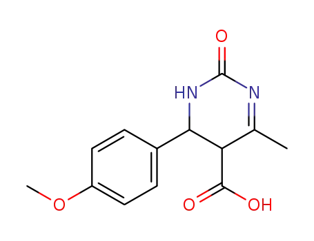 Molecular Structure of 69785-26-8 (1,2,5,6-Tetrahydro-6-(4-methoxyphenyl)-4-methyl-2-oxo-5-pyrimidinecarboxylic aci)