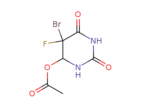 Molecular Structure of 69907-70-6 (5-bromo-5-fluoro-2,6-dioxohexahydropyrimidin-4-yl acetate)