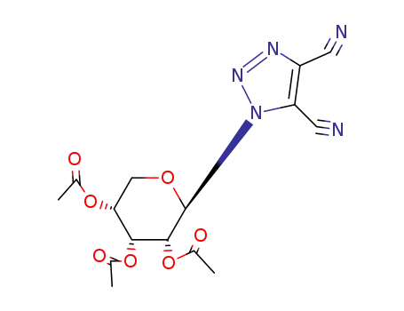Molecular Structure of 70042-33-0 (1-(2,3,4-tri-O-acetylpentopyranosyl)-1H-1,2,3-triazole-4,5-dicarbonitrile)