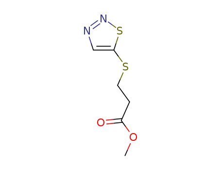 Molecular Structure of 69893-90-9 (Propanoic acid, 3-(1,2,3-thiadiazol-5-ylthio)-, methyl ester)