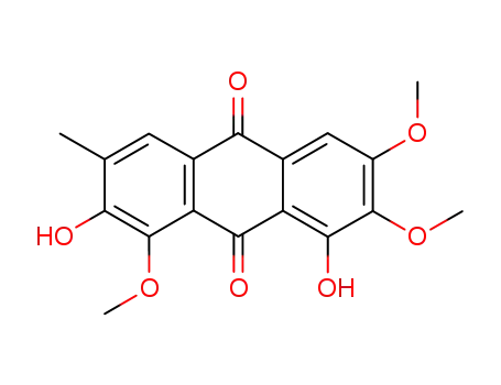 Molecular Structure of 70588-05-5 (1,7-Dihydroxy-2,3,8-trimethoxy-6-methylanthracene-9,10-dione)