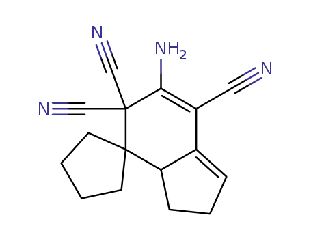 Molecular Structure of 21369-33-5 (Spiro[cyclopentane-1,4'-[4H]indene]-5',5',7'(2'H)-tricarbonitrile,6'-amino-3',3'a-dihydro-)