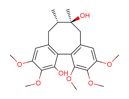 Molecular Structure of 66056-20-0 ((6S,7S,12aR)-5,6,7,8-Tetrahydro-2,3,10,11,12-pentamethoxy-6,7-dimethyldibenzo[a,c]cyclooctene-1,7-diol)