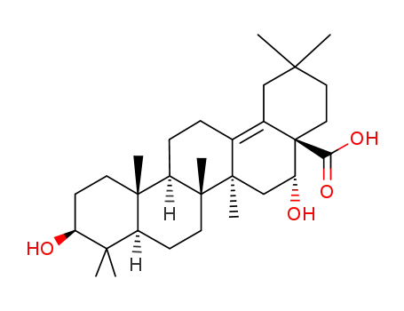 Molecular Structure of 664-40-4 (3β,16α-Dihydroxyolean-13(18)-en-28-oic acid)