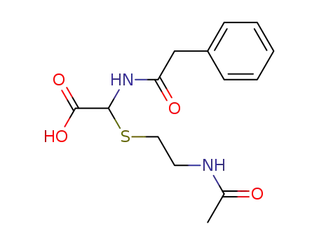 Molecular Structure of 66381-05-3 ({[2-(acetylamino)ethyl]sulfanyl}[(phenylacetyl)amino]acetic acid)