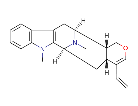 Molecular Structure of 16049-36-8 (6,13-Iminopyrano[3',4':5,6]cyclooct[1,2-b]indole,4-ethenyl-1,4a,5,6,7,12,13,13a-octahydro-7,14-dimethyl-, (4aR,6S,13S,13aR)-)