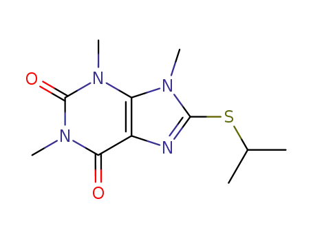 Molecular Structure of 6299-06-5 (1,3,9-trimethyl-8-propan-2-ylsulfanyl-purine-2,6-dione)