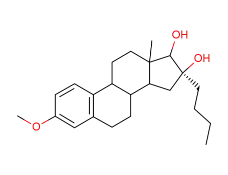Molecular Structure of 7153-18-6 ((16beta,17beta)-16-butyl-3-methoxyestra-1,3,5(10)-triene-16,17-diol)