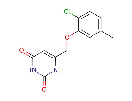 Molecular Structure of 73541-89-6 (6-[(2-chloro-5-methylphenoxy)methyl]pyrimidine-2,4(1H,3H)-dione)
