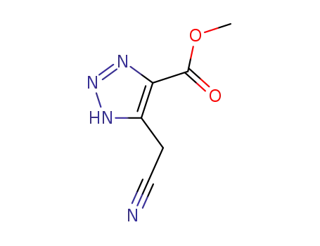Molecular Structure of 73591-48-7 (1H-1,2,3-Triazole-4-carboxylicacid,5-(cyanomethyl)-,methylester(9CI))