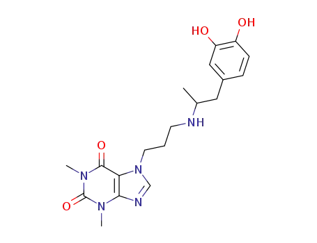 Molecular Structure of 74051-78-8 (7-[3-[[2-(3,4-Dihydroxyphenyl)-1-methylethyl]amino]propyl]theophyline)