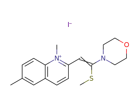 Molecular Structure of 74020-12-5 (1,6-dimethyl-2-[(Z)-2-(methylsulfanyl)-2-morpholin-4-ylethenyl]quinolinium iodide)