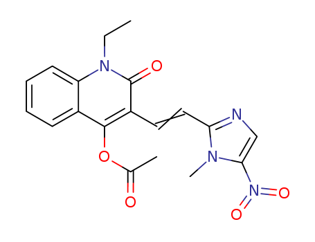 74693-60-0,4-(Acetyloxy)-1-ethyl-3-(2-(1-methyl-5-nitro-1H-imidazol-2-yl)ethenyl) -2(1H)-quinolinone,4-(Acetyloxy)-1-ethyl-3-(2-(1-methyl-5-nitro-1H-imidazol-2-yl)ethenyl) -2(1H)-quinolinone