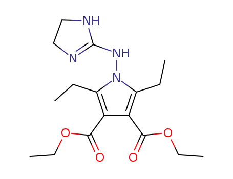 Molecular Structure of 55959-71-2 (1H-Pyrrole-3,4-dicarboxylic acid,
1-[(4,5-dihydro-1H-imidazol-2-yl)amino]-2,5-diethyl-, diethyl ester)