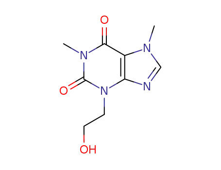 Molecular Structure of 7501-74-8 (3-(2-hydroxyethyl)-1,7-dimethyl-3,7-dihydro-1H-purine-2,6-dione)