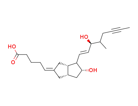 Molecular Structure of 82889-99-4 (Pentanoic acid,5-[hexahydro-5-hydroxy-4-(3- hydroxy-4-methyl-1-octen-6-ynyl)-2(1H)- pentalenylidene]- )