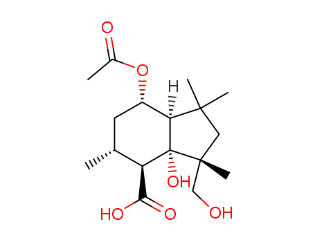 Molecular Structure of 75207-64-6 ((3R,7aα)-Octahydro-7α-acetoxy-3aα-hydroxy-3α-(hydroxymethyl)-1,1,3,5α-tetramethyl-1H-indene-4β-carboxylic acid)