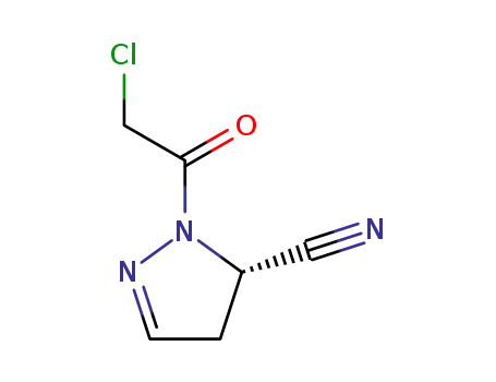 Molecular Structure of 761414-86-2 (1H-Pyrazole-5-carbonitrile, 1-(chloroacetyl)-4,5-dihydro-, (5S)- (9CI))
