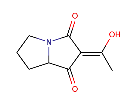 Molecular Structure of 75652-77-6 (1H-Pyrrolizine-1,3(2H)-dione,tetrahydro-2-(1-hydroxyethylidene)-,[S-(Z)]-(9CI))
