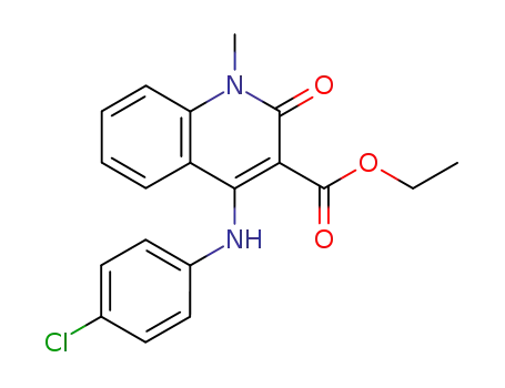 Molecular Structure of 75483-12-4 (ethyl 4-[(4-chlorophenyl)amino]-1-methyl-2-oxo-1,2-dihydroquinoline-3-carboxylate)