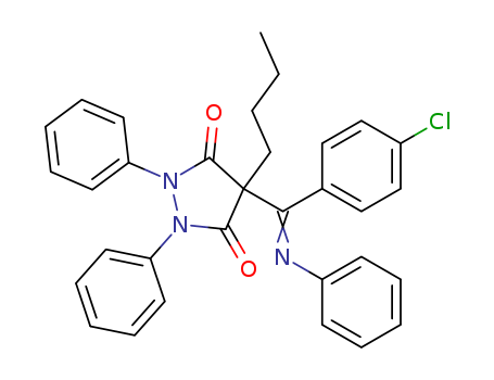 3,5-PYRAZOLIDINEDIONE,4-BUTYL-4-((4-CHLOROPHENYL)(PHENYLIMINO)METHYL) -1,2-DIPHENYL-