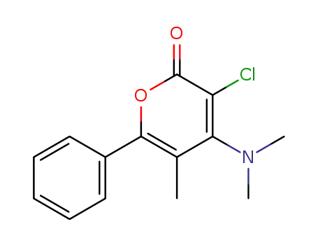 Molecular Structure of 76312-41-9 (3-chloro-4-(dimethylamino)-5-methyl-6-phenyl-2H-pyran-2-one)