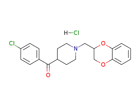 Molecular Structure of 76362-14-6 (Methanone, (4-chlorophenyl)(1-((2,3-dihydro-1,4-benzodioxin-2-yl)methy l)-4-piperidinyl)-, hydrochloride)