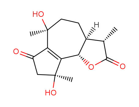 Molecular Structure of 76564-29-9 ((3S)-3,3aβ,4,5,6,8,9,9bα-Octahydro-6α,9α-dihydroxy-3β,6,9-trimethylazuleno[4,5-b]furan-2,7-dione)