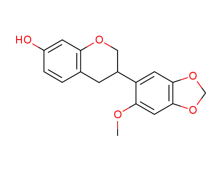 Molecular Structure of 77026-91-6 (3-(6-methoxy-1,3-benzodioxol-5-yl)-3,4-dihydro-2H-chromen-7-ol)