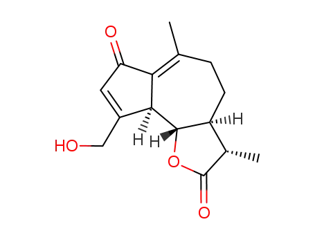Molecular Structure of 7726-34-3 ((3aS)-3,3aβ,4,5,9aβ,9bα-Hexahydro-9-(hydroxymethyl)-3β,6-dimethylazuleno[4,5-b]furan-2,7-dione)