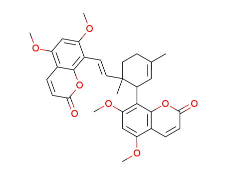 77394-21-9,8-{2-[2-(5,7-dimethoxy-2-oxo-2H-chromen-8-yl)-1,4-dimethylcyclohex-3-en-1-yl]ethenyl}-5,7-dimethoxy-2H-chromen-2-one,