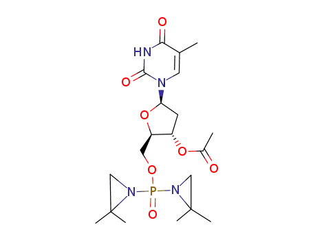 Molecular Structure of 77887-07-1 (Thymidine 3'-acetate=5'-[bis(2,2-dimethyl-1-aziridinyl)phosphinic acid])