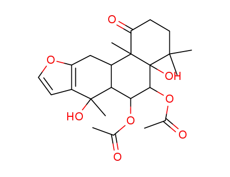 Molecular Structure of 7759-26-4 (5,6-Diacetoxy-3,4,4a,5,6,6a,7,11,11a,11b-decahydro-4a,7-dihydroxy-4,4,7,11b-tetramethylphenanthro[3,2-b]furan-1(2H)-one)