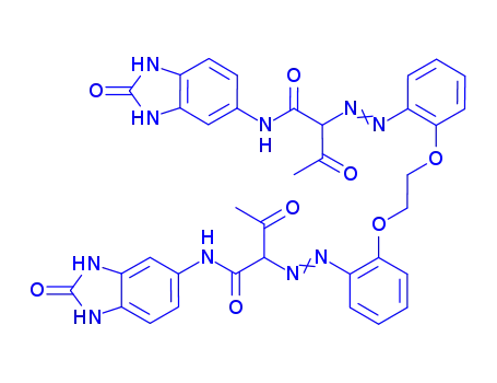 Molecular Structure of 77804-81-0 (Butanamide,2,2'-[1,2-ethanediylbis(oxy-2,1-phenylene-2,1-diazenediyl)]bis[N-(2,3-dihydro-2-oxo-1H-benzimidazol-5-yl)-3-oxo-)