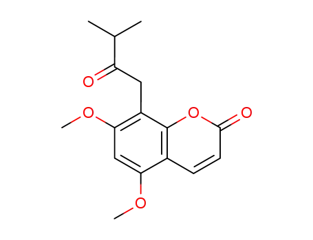 Molecular Structure of 18333-27-2 (2H-1-Benzopyran-2-one,5,7-dimethoxy-8- (3-methyl-2-oxobutyl)- )