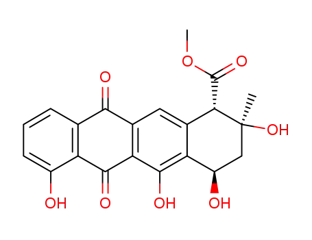 Molecular Structure of 78173-89-4 (methyl (1R,2R,4S)-2,4,5,7-tetrahydroxy-2-methyl-6,11-dioxo-3,4-dihydro -1H-tetracene-1-carboxylate)